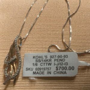 925 SS/14KR Pendant 1/6 CTTW Necklace